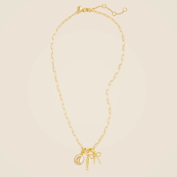 J. Crew Jewelry - New JCREW Nautical Charm Necklace in Shiny Matte Gold $49 CI478